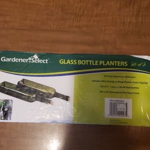 Glass wine bottle planters